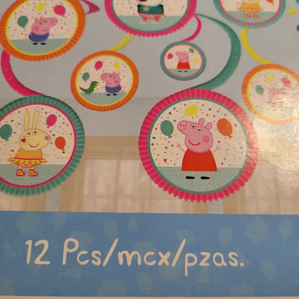 Peppa Pig Party Decor Kit Scene Setters Banner Swirl Hanging Props 31pc Bundle